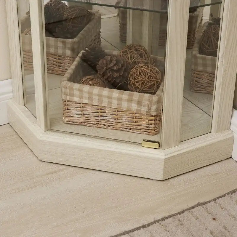 70 Inch Tall Corner Curio Cabinet with Glass Panels Side-Hung Doors Mirrored Back Built-In Light and Adjustable Shelves