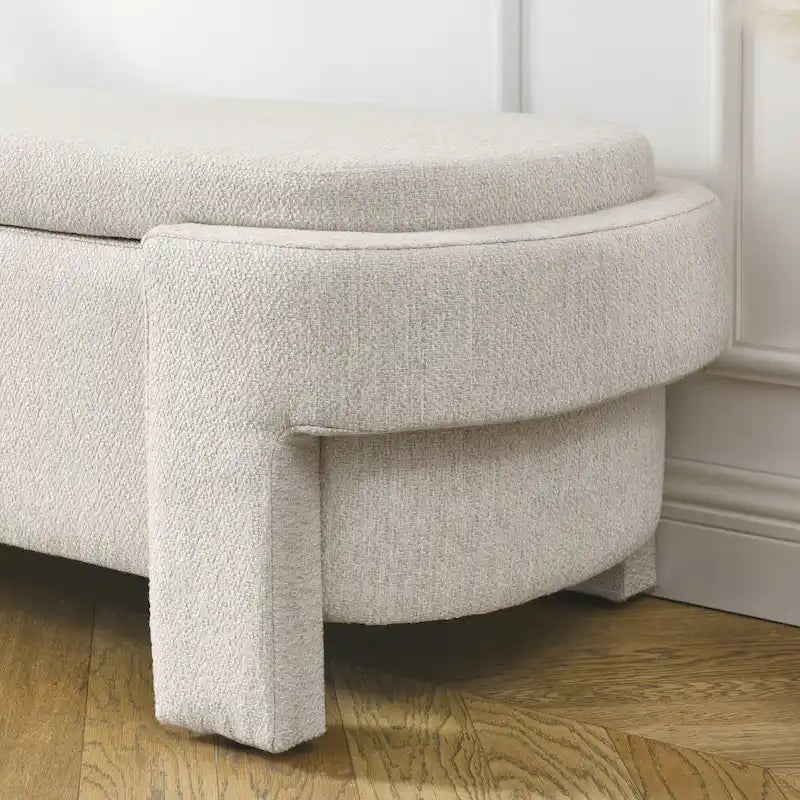 Upholstered Storage Bench with Soft Chenille Fabric and Sturdy Legs