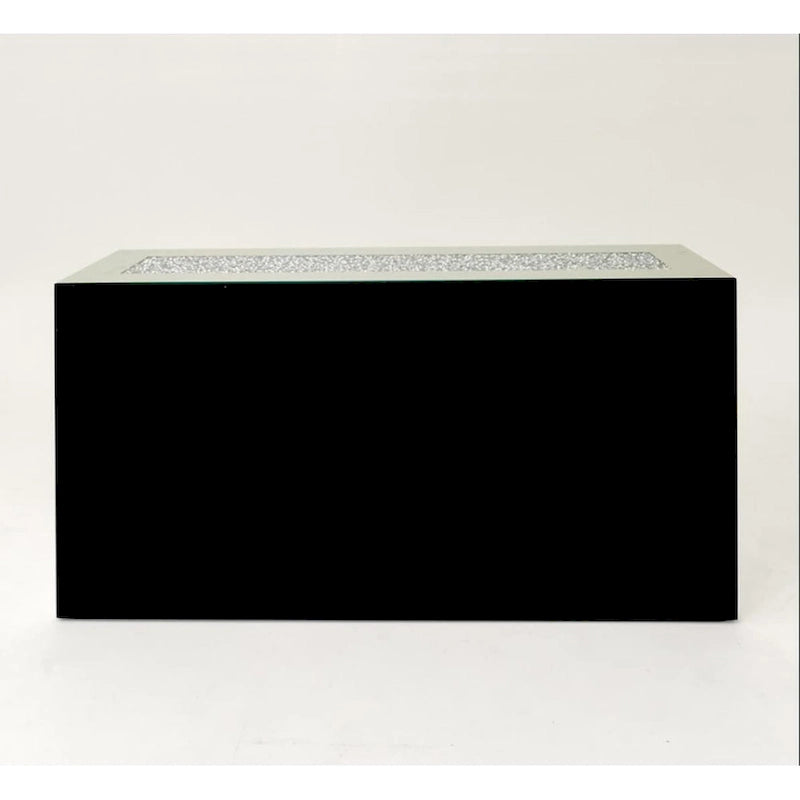 Credenza a specchio con 3 cassetti, intarsio a diamante e pomelli in cristallo