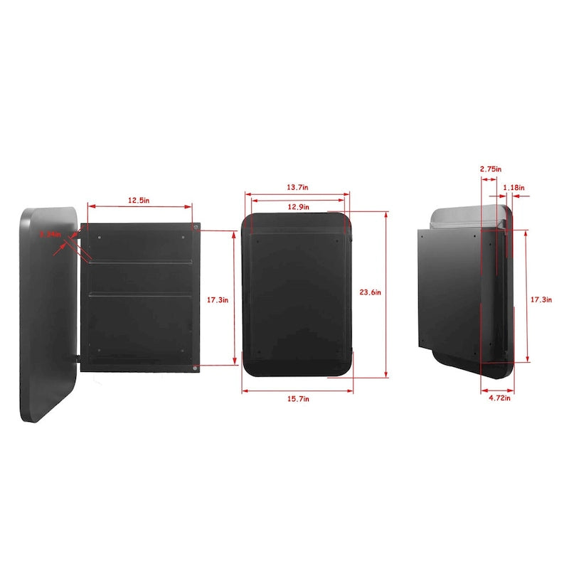 16x24 Inch Metal Frame Bathroom Medicine Cabinet with Mirror and 2 Adjustable Tempered Glass Shelves