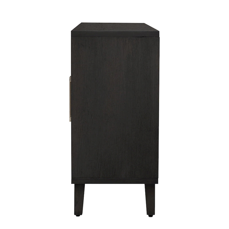 4-Door Linen Panel Sideboard Cabinet with Adjustable Shelves and Metal Handles