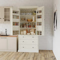 Freestanding Kitchen Pantry Cabinet with 8 Door Shelves 3 Adjustable Shelves and 3 Drawers