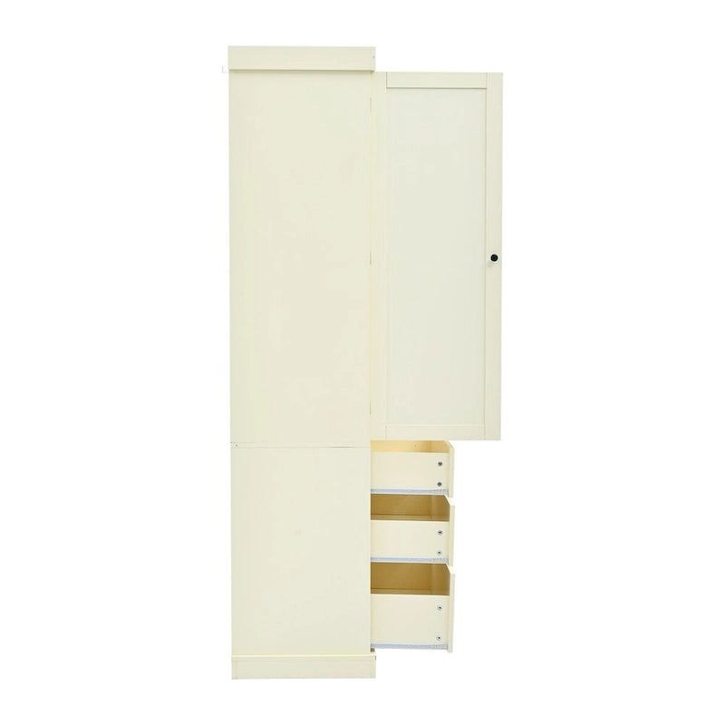 Freestanding Kitchen Pantry Cabinet with 8 Door Shelves 3 Adjustable Shelves and 3 Drawers