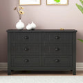 Doppelte Sideboard-Kommode mit 6 Schubladen, Muschelgriffen, geriffelten Fronten, Birkenrahmen und Kippschutz