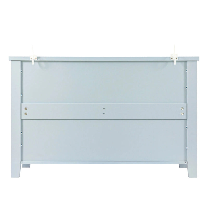 Doppelte Sideboard-Kommode mit 6 Schubladen, Muschelgriffen, geriffelten Fronten, Birkenrahmen und Kippschutz