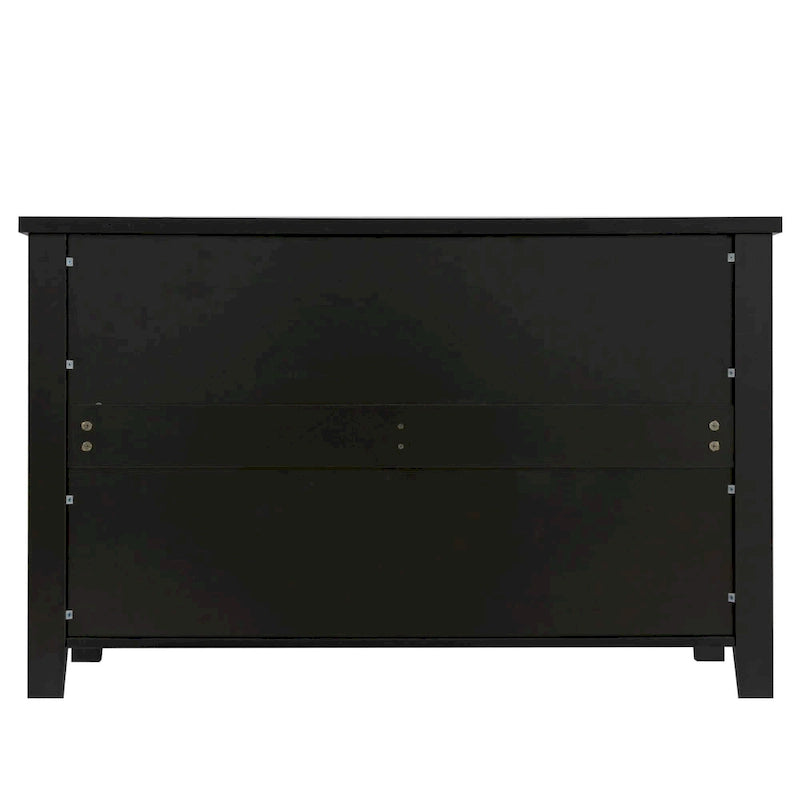 Doppelte Sideboard-Kommode mit 6 Schubladen, Muschelgriffen, geriffelten Fronten, Birkenrahmen und Kippschutz