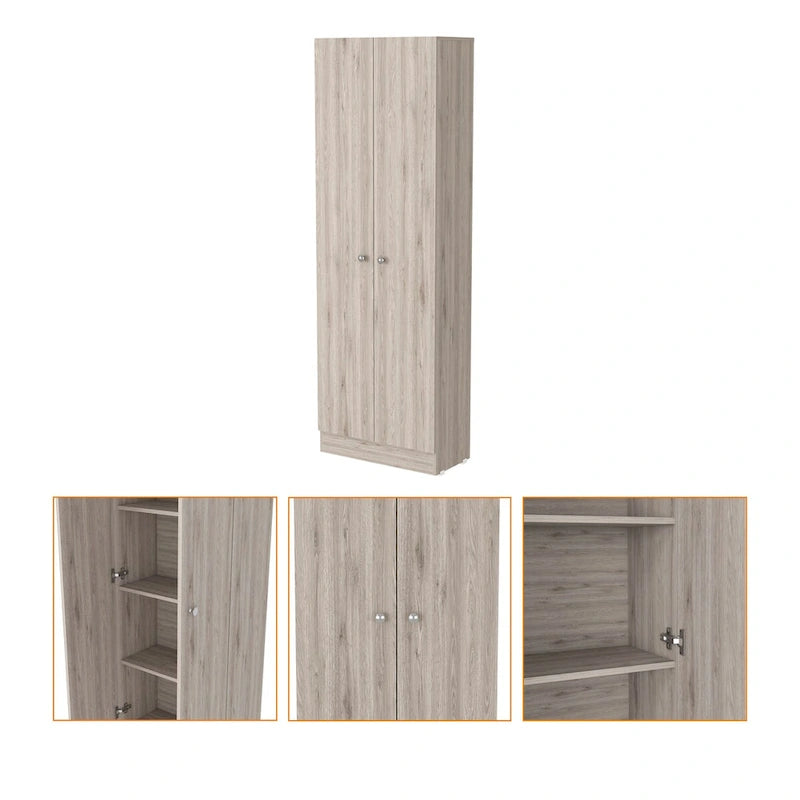 71 Inch Tall Slim Storage Cabinet with 2 Doors and 5 Interior Shelves for Kitchen Pantry and Garage