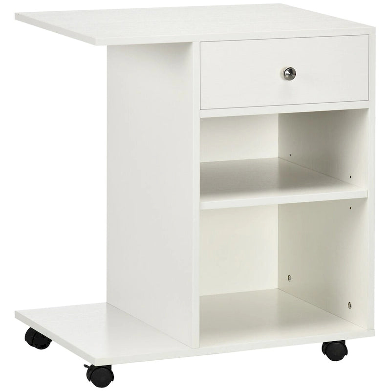 Mobile Printer Stand with Drawer Adjustable Shelf and Rolling Casters