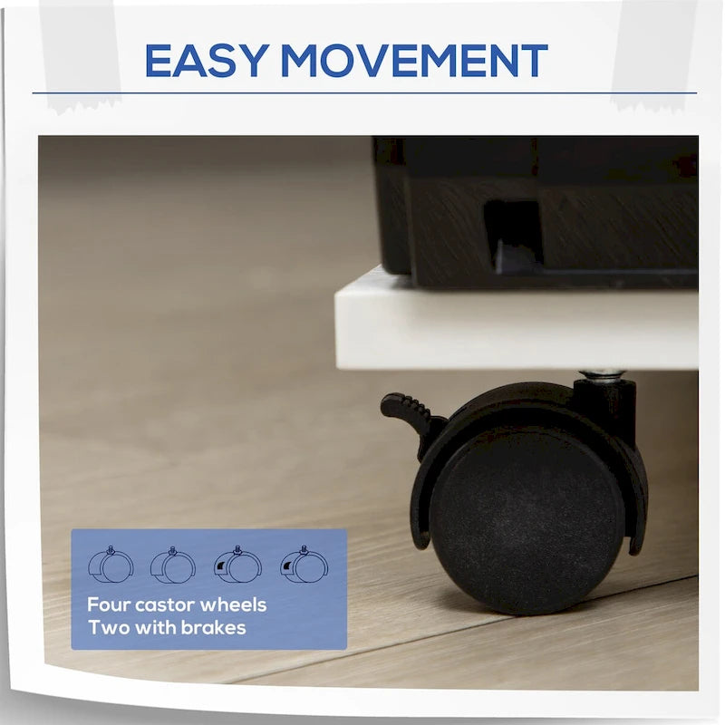 Mobile Printer Stand with Drawer Adjustable Shelf and Rolling Casters