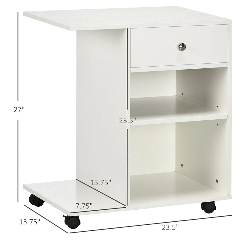 Mobile Printer Stand with Drawer Adjustable Shelf and Rolling Casters