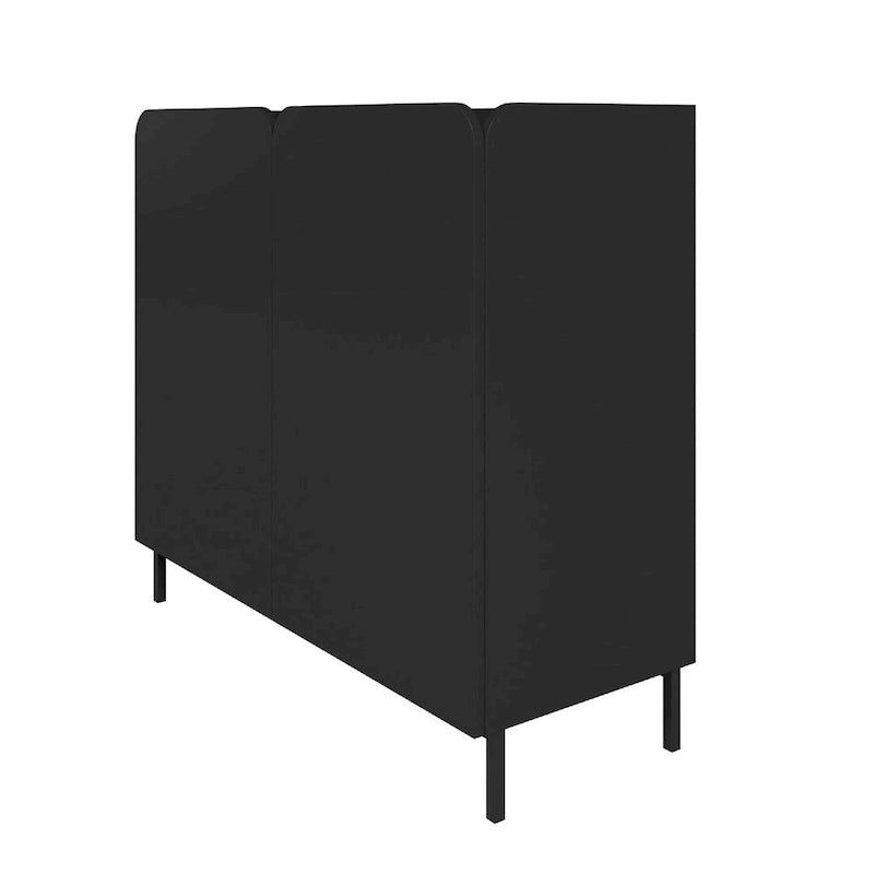 Akzentschrank im Mid-Century-Modern-Stil mit 2 Türen, abgerundeten Türen mit Soft-Close-Funktion, 4 festen Einlegeböden und Metallbeinen