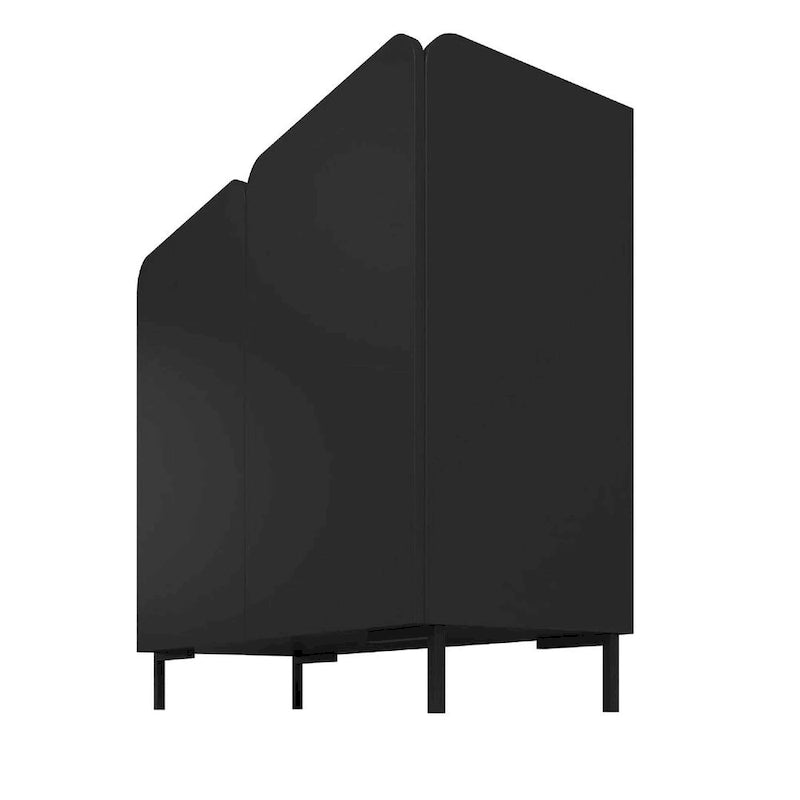 Akzentschrank im Mid-Century-Modern-Stil mit 2 Türen, abgerundeten Türen mit Soft-Close-Funktion, 4 festen Einlegeböden und Metallbeinen