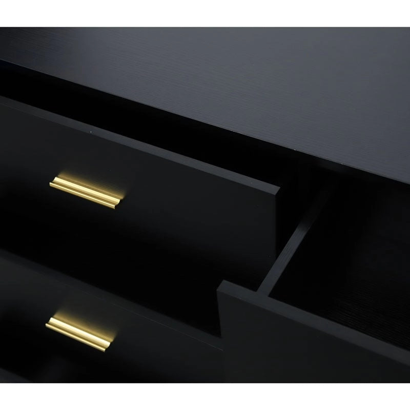 Breite Schlafzimmersideboard-Kommode mit 6 Schubladen, goldenen Bügelgriffen, wasserfester Oberfläche und Spanplattenkonstruktion