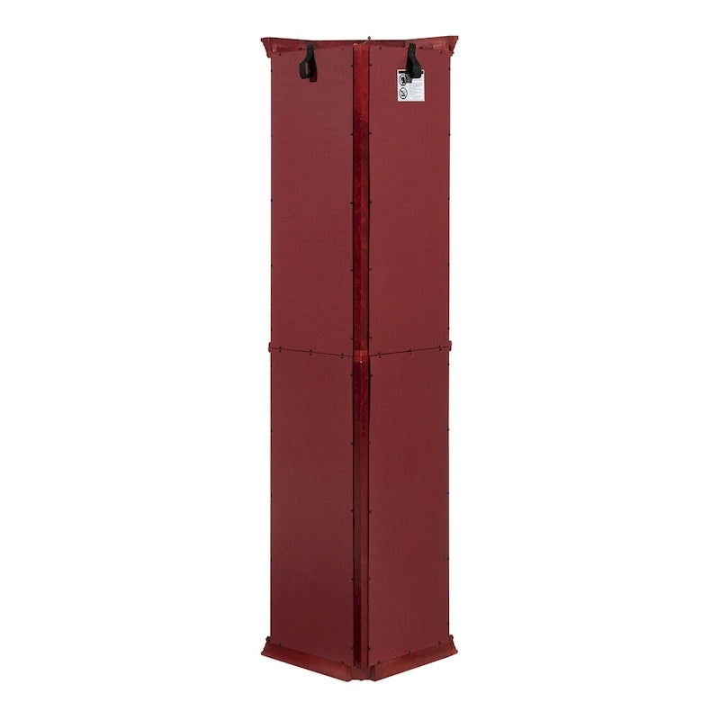 70 Inch hoher Eck-Vitrinenschrank mit seitlichen Glasflächen, zweiteiligen Türen, verspiegelter Rückwand, integrierter Beleuchtung und Kranzprofil