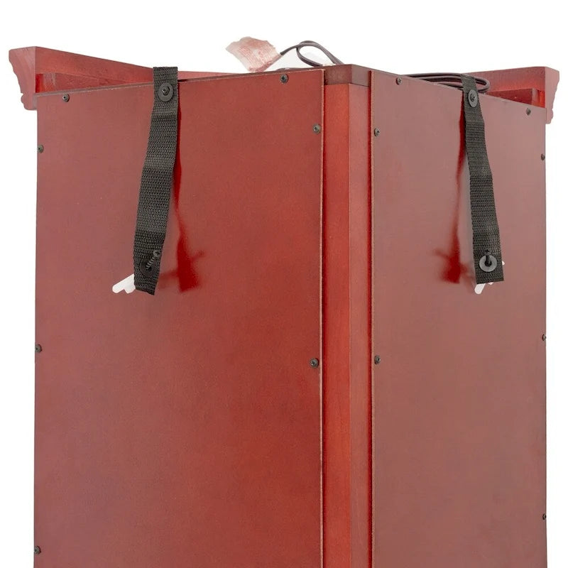 70 Inch hoher Eck-Vitrinenschrank mit seitlichen Glasflächen, zweiteiligen Türen, verspiegelter Rückwand, integrierter Beleuchtung und Kranzprofil