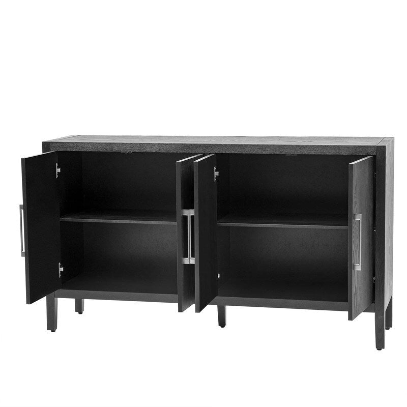 152,4 cm Sideboard-Buffetschrank mit 4 Türen, 4 verstellbaren Einlegeböden und Metallgriffen
