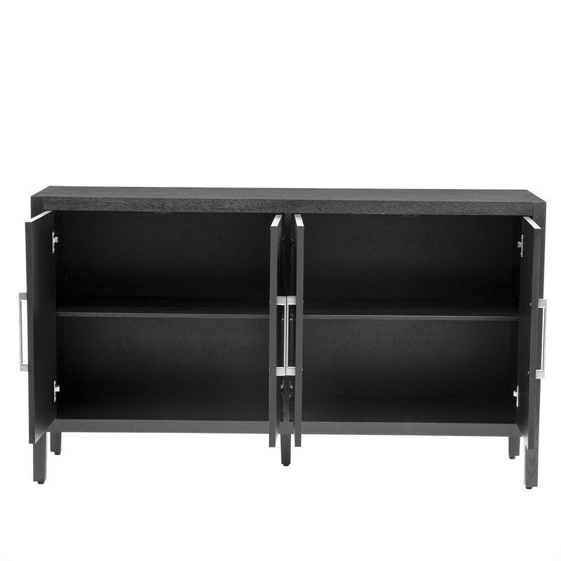 152,4 cm Sideboard-Buffetschrank mit 4 Türen, 4 verstellbaren Einlegeböden und Metallgriffen