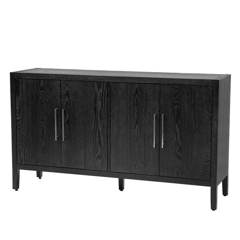 152,4 cm Sideboard-Buffetschrank mit 4 Türen, 4 verstellbaren Einlegeböden und Metallgriffen