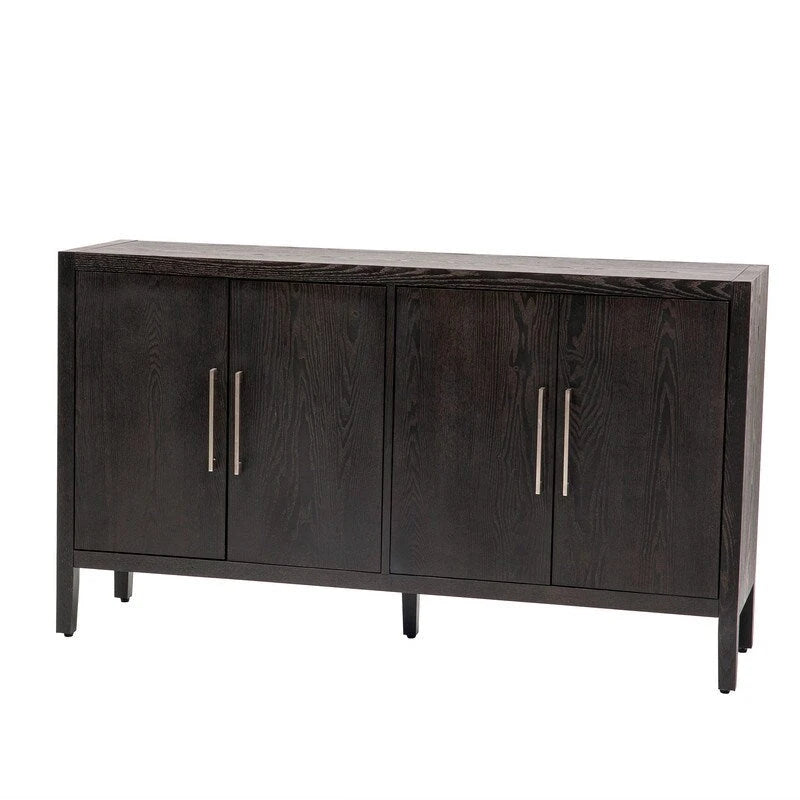 152,4 cm Sideboard-Buffetschrank mit 4 Türen, 4 verstellbaren Einlegeböden und Metallgriffen