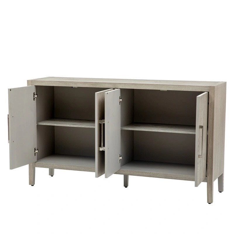 152,4 cm Sideboard-Buffetschrank mit 4 Türen, 4 verstellbaren Einlegeböden und Metallgriffen
