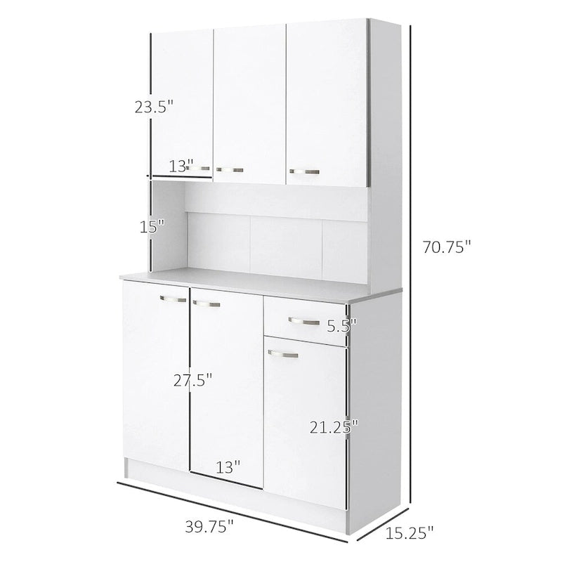Freestanding Kitchen Buffet Hutch with Adjustable Shelves Drawer and Open Shelf