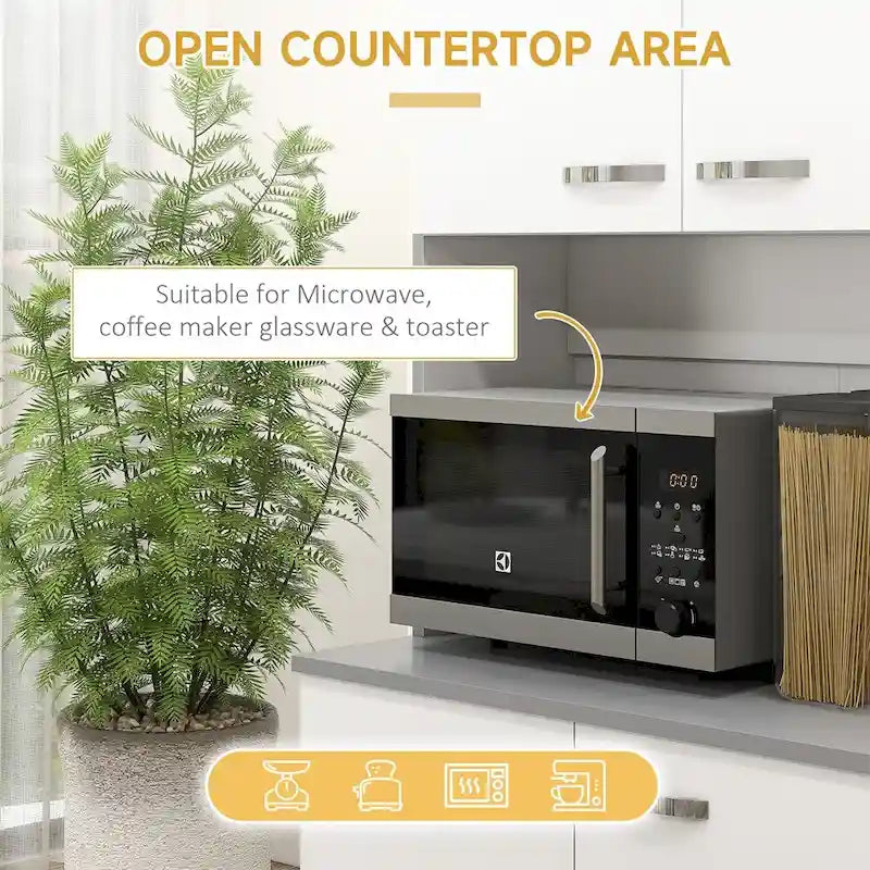 Freestanding Kitchen Buffet Hutch with Adjustable Shelves Drawer and Open Shelf