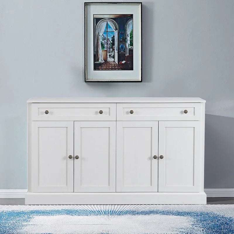 58 Inch Sideboard Buffet Cabinet with 2 Drawers 4 Cabinet Doors and Adjustable Shelves