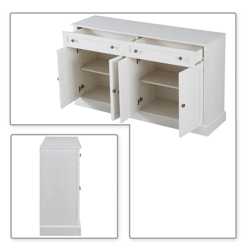 147,32 cm Sideboard-Buffetschrank mit 2 Schubladen, 4 Schranktüren und verstellbaren Einlegeböden