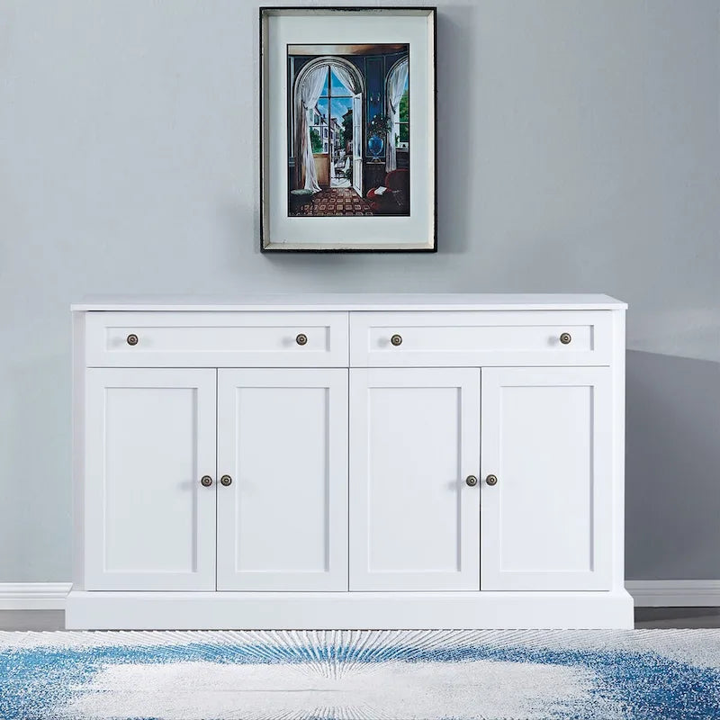 147,32 cm Sideboard-Buffetschrank mit 2 Schubladen, 4 Schranktüren und verstellbaren Einlegeböden