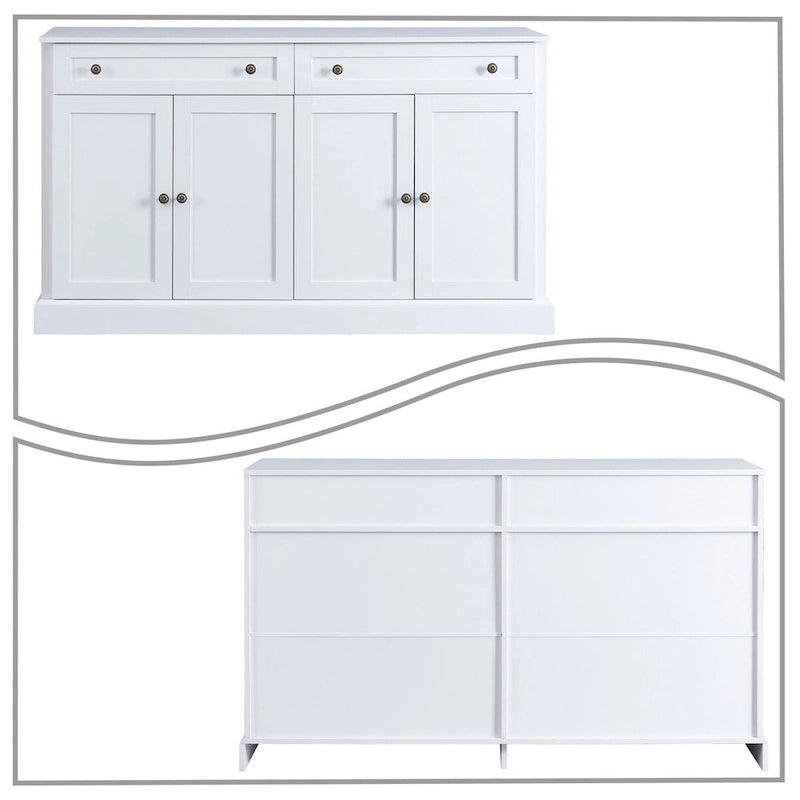 147,32 cm Sideboard-Buffetschrank mit 2 Schubladen, 4 Schranktüren und verstellbaren Einlegeböden