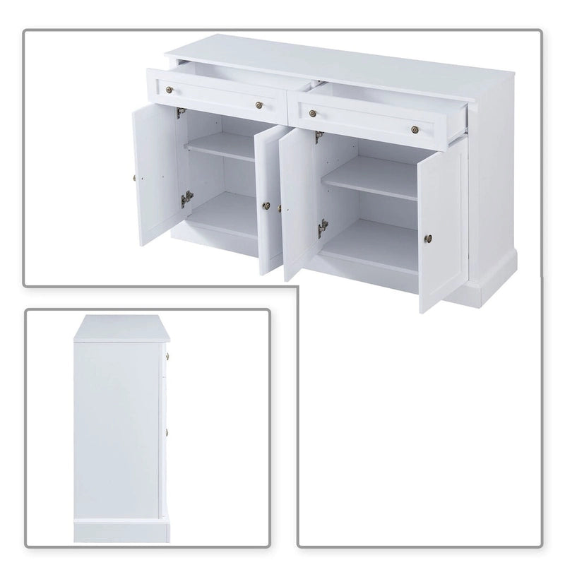 147,32 cm Sideboard-Buffetschrank mit 2 Schubladen, 4 Schranktüren und verstellbaren Einlegeböden
