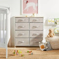 8-Drawer Fabric Storage Dresser with Removable Non-Woven Bins Steel Frame MDF Top and Adjustable Feet
