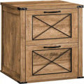 Farmhouse 2-Drawer Lateral File Cabinet with Barn Door X-Panel Design and Metal Corner Accents