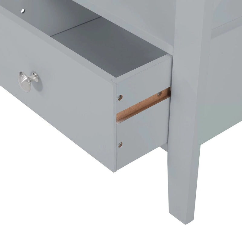 Bathroom Floor Storage Cabinet with X-Frame Sides 2 Open Shelves and Bottom Drawer