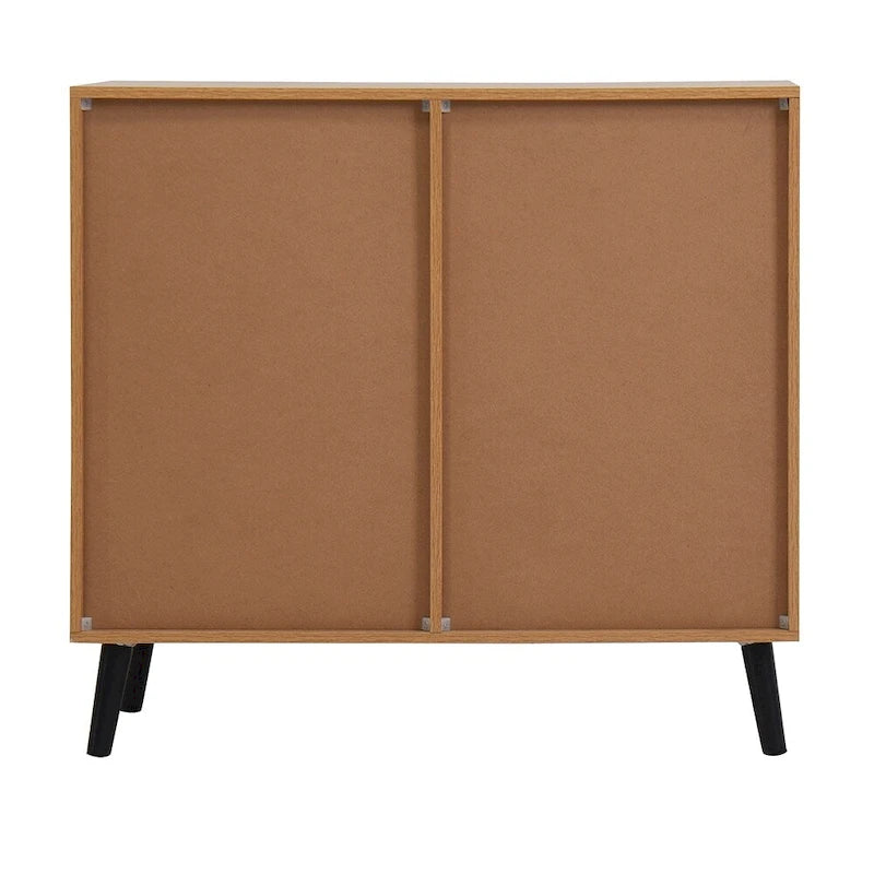 Sideboard Buffet Cabinet with 3 Drawers Adjustable Shelf Single Door and Solid Wood Legs