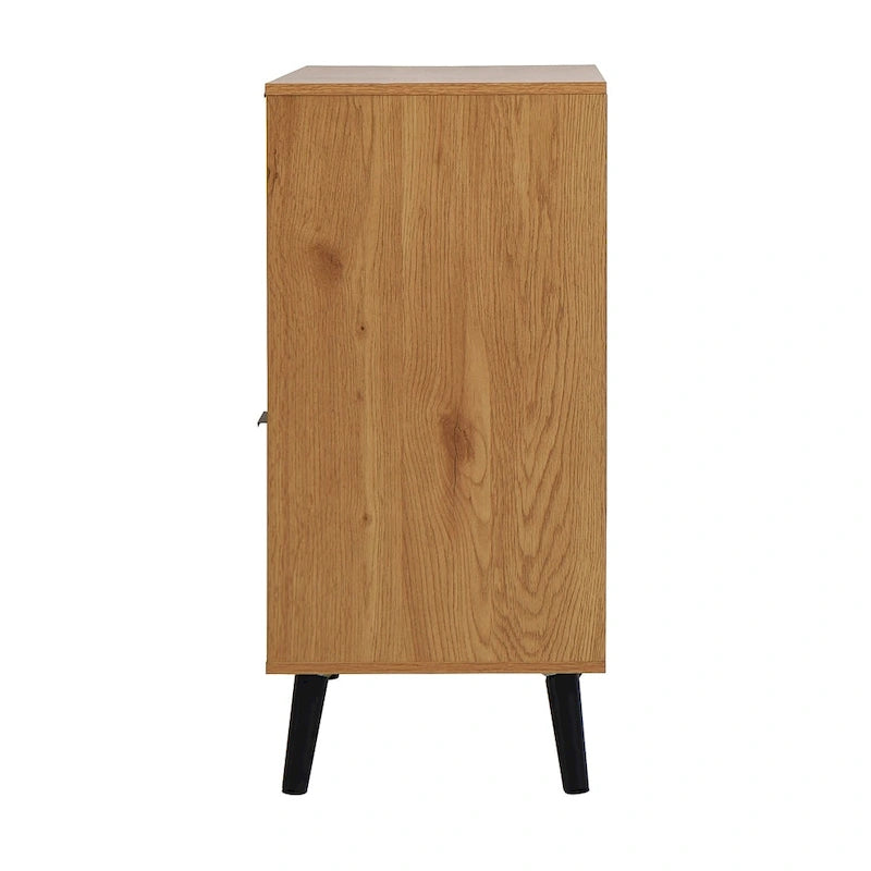 Sideboard Buffet Cabinet with 3 Drawers Adjustable Shelf Single Door and Solid Wood Legs