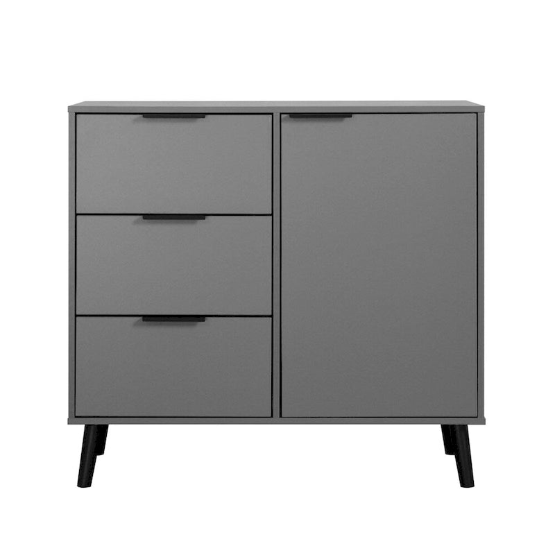 Sideboard Buffet Cabinet with 3 Drawers Adjustable Shelf Single Door and Solid Wood Legs