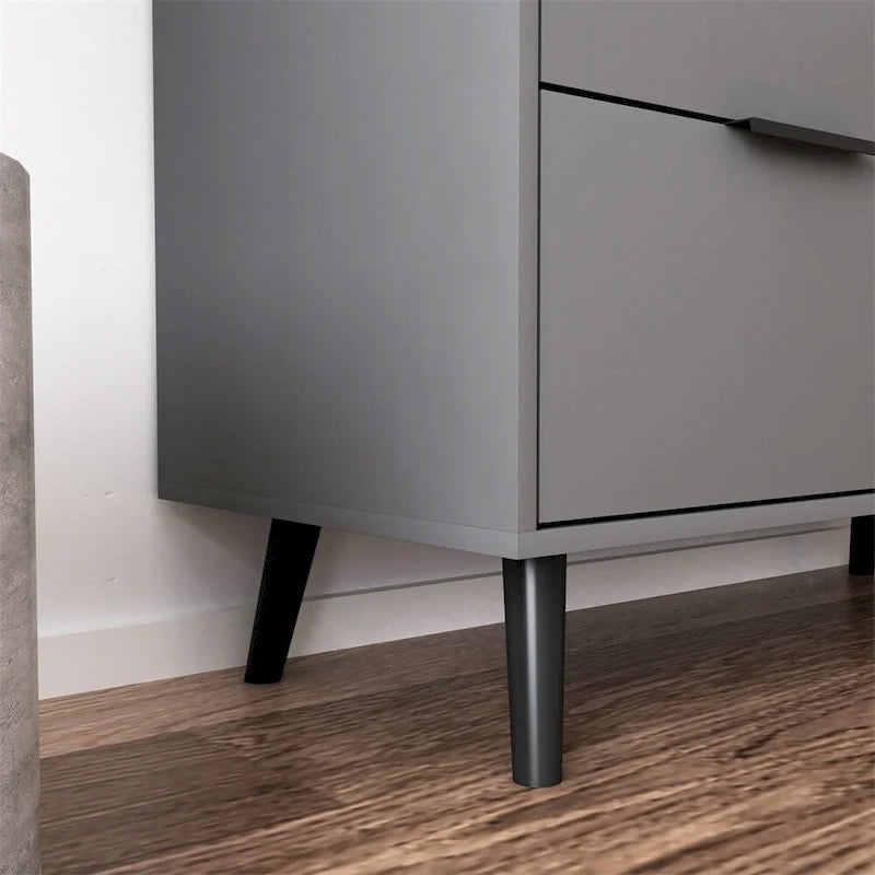Sideboard Buffet Cabinet with 3 Drawers Adjustable Shelf Single Door and Solid Wood Legs