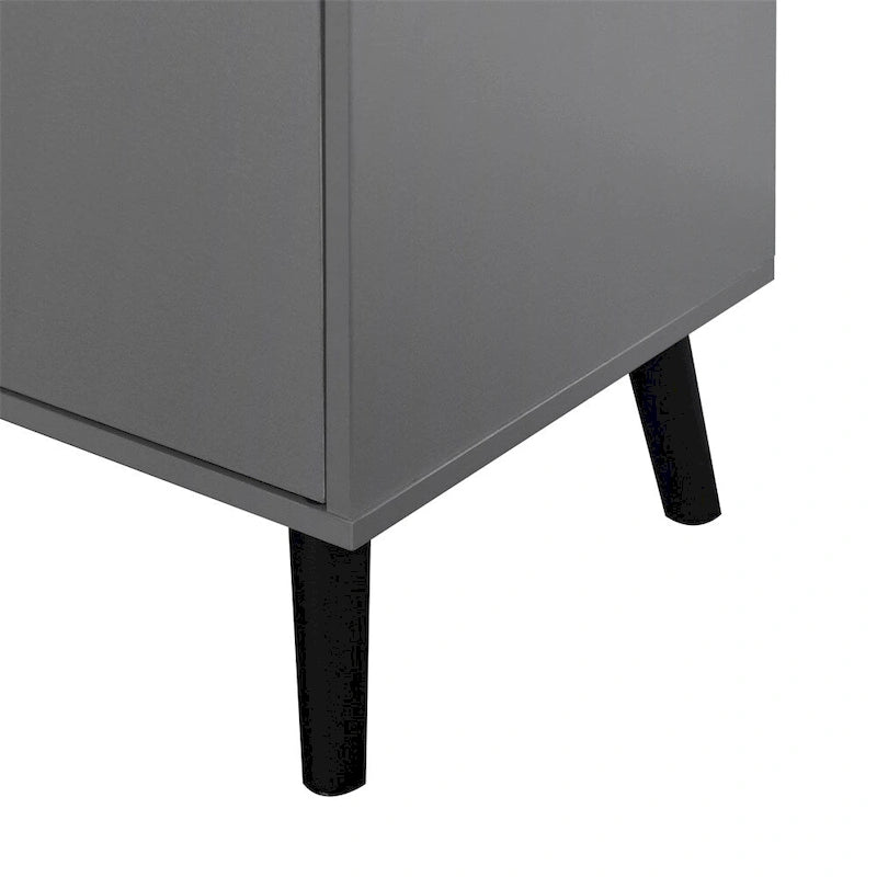 Sideboard Buffet Cabinet with 3 Drawers Adjustable Shelf Single Door and Solid Wood Legs